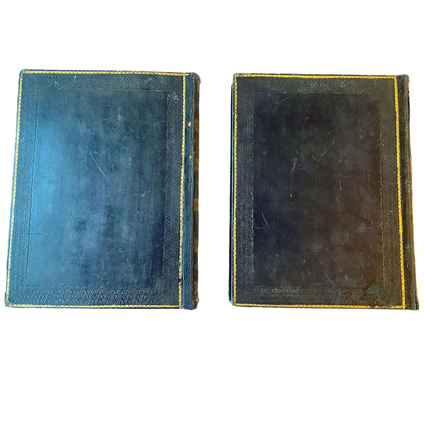 Set First Edition Leather Bound Books: Canadian Scenery by N. P. Willis, Vol I-II