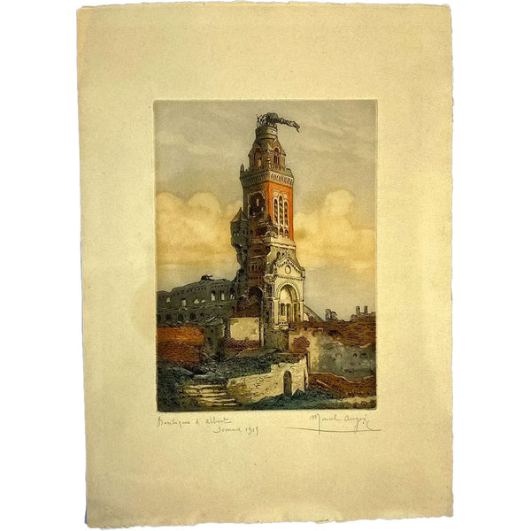 MARCEL AUGIS Etching with Aquatint on Paper, Basilique d'Albert, Somme