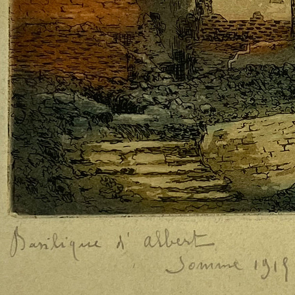 MARCEL AUGIS Etching with Aquatint on Paper, Basilique d'Albert, Somme