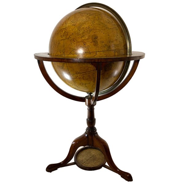 Large Pair of English J. & W. Cary George III Mahogany Library Floor Globes