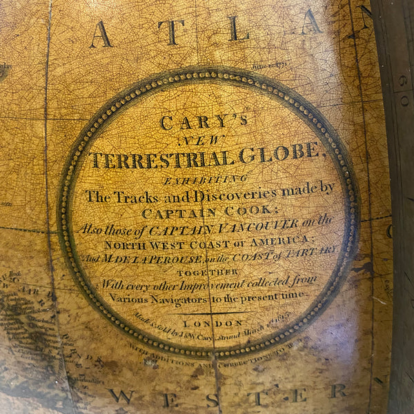 Large Pair of English J. & W. Cary George III Mahogany Library Floor Globes
