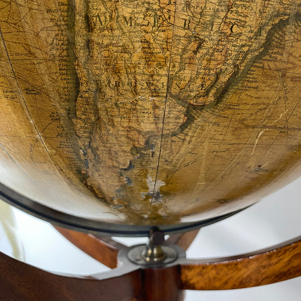 Large Pair of English J. & W. Cary George III Mahogany Library Floor Globes