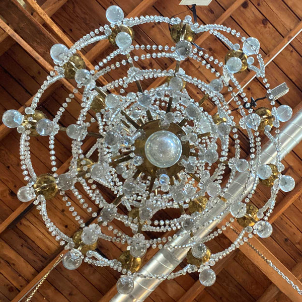 Large French Louis XVI Ormolu Bronze Crystal 18-Light Chandelier