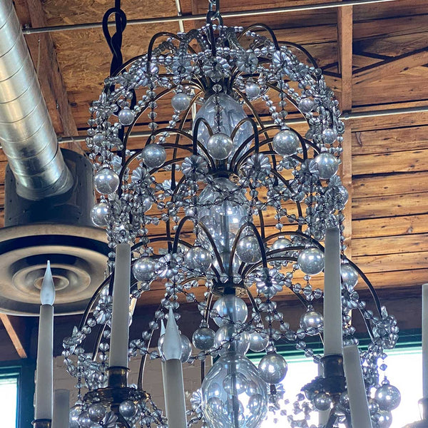 Large French Louis XVI Ormolu Bronze Crystal 18-Light Chandelier