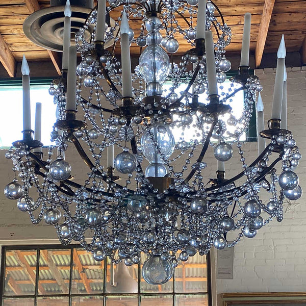 Large French Louis XVI Ormolu Bronze Crystal 18-Light Chandelier
