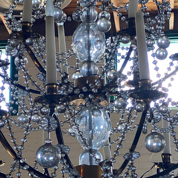 Large French Louis XVI Ormolu Bronze Crystal 18-Light Chandelier