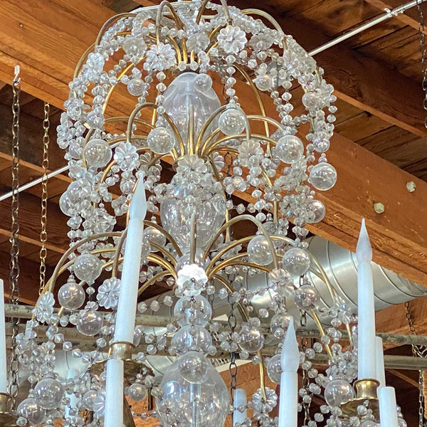 Large French Louis XVI Ormolu Bronze Crystal 18-Light Chandelier
