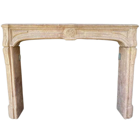 French Louis XIV Bourguignon Stone Fireplace Surround
