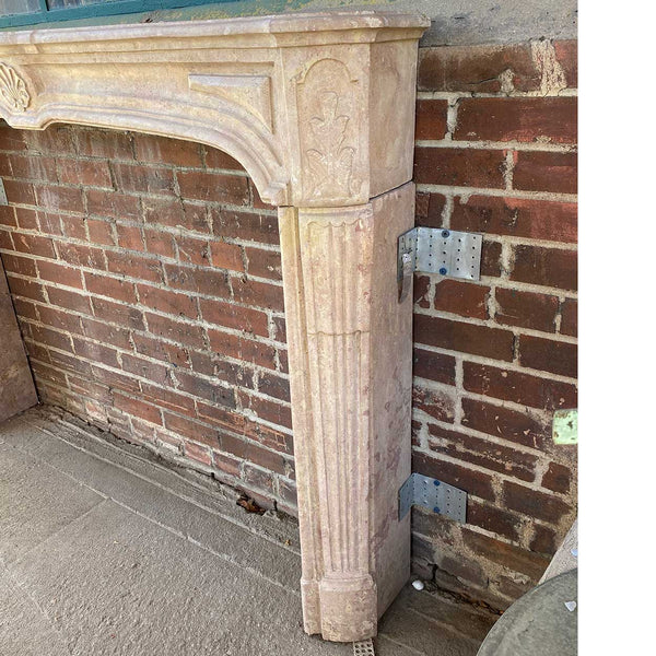 French Louis XIV Bourguignon Stone Fireplace Surround
