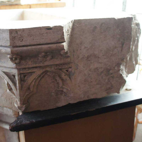 French Gothic Revival Hard Stone Fountain Pedestal Basin