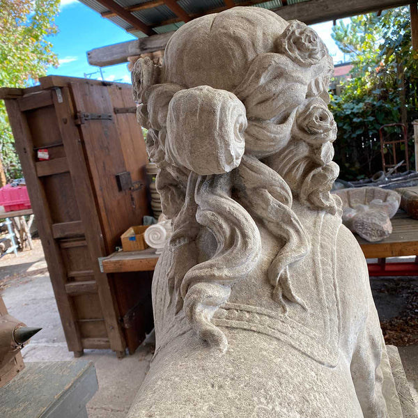 Pair of French Louis XVI Limestone Sphinx Garden Statues