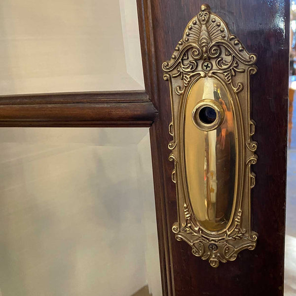 Vintage Solid Mahogany and Beveled Mirrored Interior Single French Door