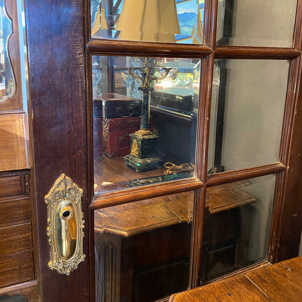Vintage Solid Mahogany and Beveled Mirrored Interior Single French Door