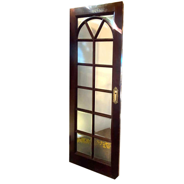 Vintage Solid Mahogany and Beveled Mirrored Interior Single French Door