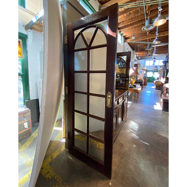 Vintage Solid Mahogany and Beveled Mirrored Interior Single French Door