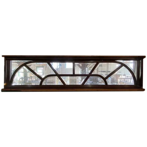 Vintage Large Solid Mahogany and Beveled Glass Door Transom Window