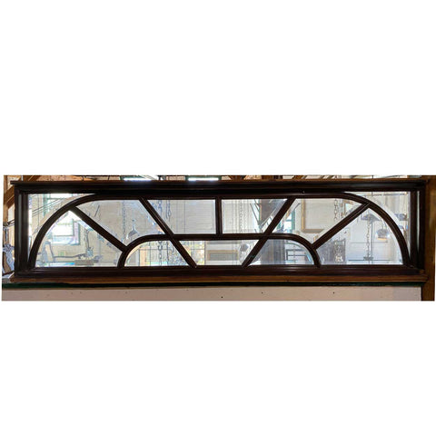 Vintage Large Solid Mahogany and Beveled Glass Door Transom Window