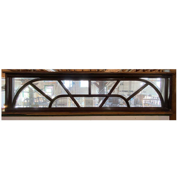 Vintage Large Solid Mahogany and Beveled Glass Door Transom Window