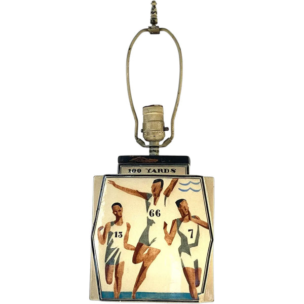 French ROBERT LALLEMANT for Waring & Gillow Earthenware 100 Yards Table Lamp