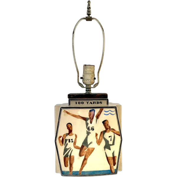 French ROBERT LALLEMANT for Waring & Gillow Earthenware 100 Yards Table Lamp
