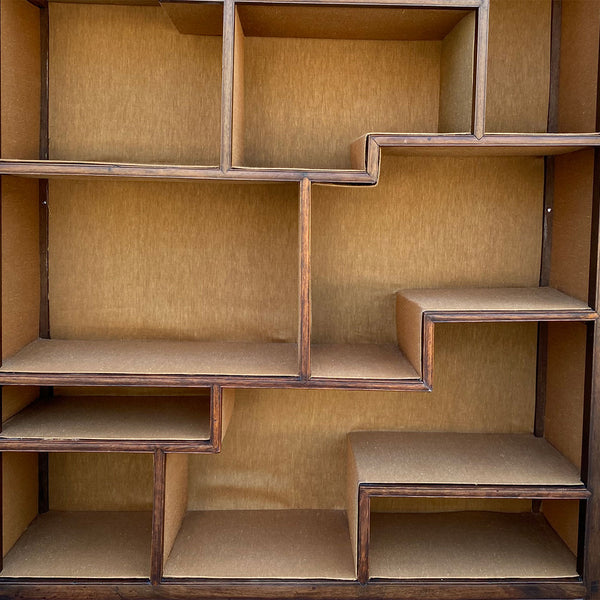 Chinese Qing Rosewood, Kiriwood Silk Lined Open Display Shelf