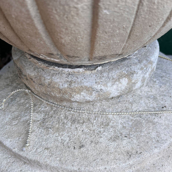 English Bath Stone and Patinated Bronze Garden Sundial Pedestal