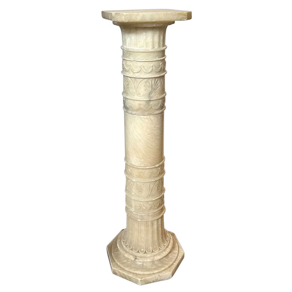 Italian Neoclassical Variegated White Marble Display Pedestal