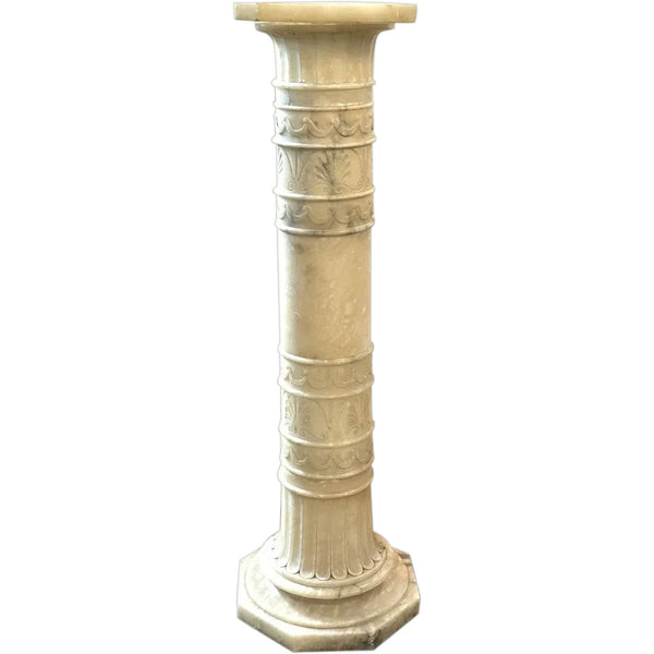 Italian Neoclassical Variegated White Marble Display Pedestal