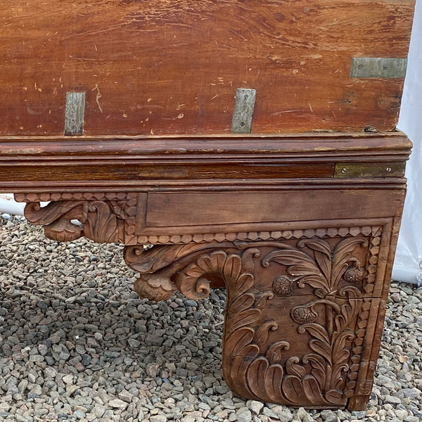 Large Anglo Indian Brass Mounted Mahogany Trunk on Stand