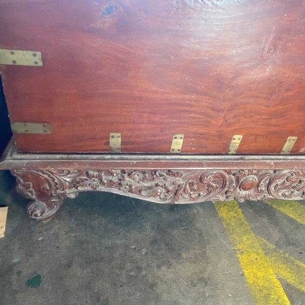 Large Anglo Indian Solid Mahogany Campaign Blanket Chest on Stand
