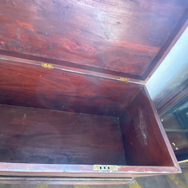 Large Anglo Indian Solid Mahogany Campaign Blanket Chest on Stand