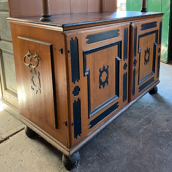 Swedish Dalarna Folk Art Painted Pine Step-back Cupboard