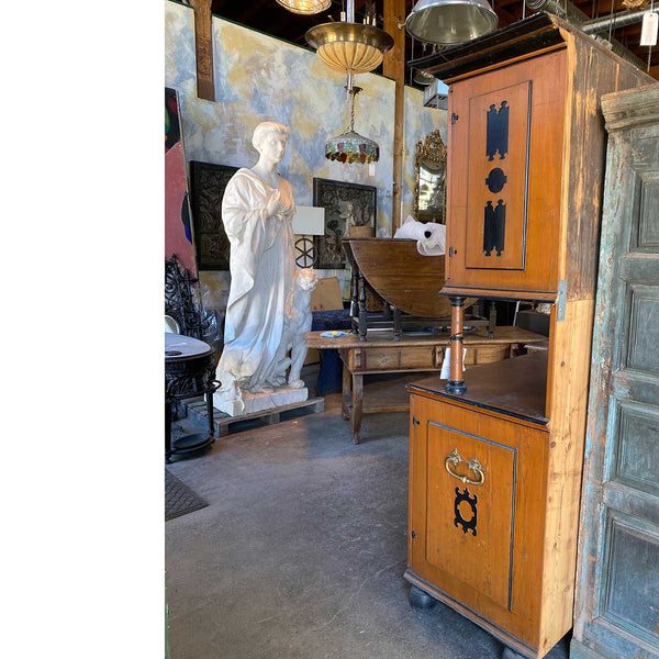 Swedish Dalarna Folk Art Painted Pine Step-back Cupboard