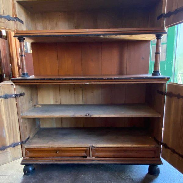 Swedish Dalarna Folk Art Painted Pine Step-back Cupboard