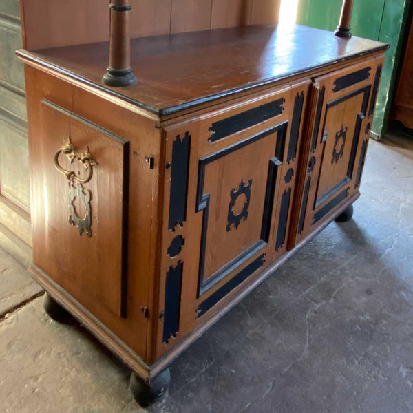 Swedish Dalarna Folk Art Painted Pine Step-back Cupboard