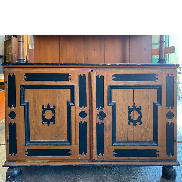 Swedish Dalarna Folk Art Painted Pine Step-back Cupboard