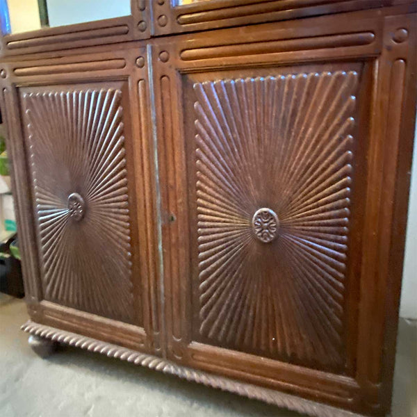 Anglo Indian Campaign Rosewood Mirrored Linen Press Cabinet