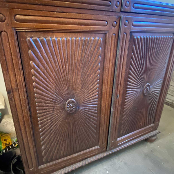 Anglo Indian Campaign Rosewood Mirrored Linen Press Cabinet
