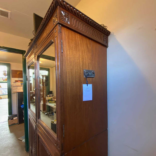 Anglo Indian Campaign Rosewood Mirrored Linen Press Cabinet