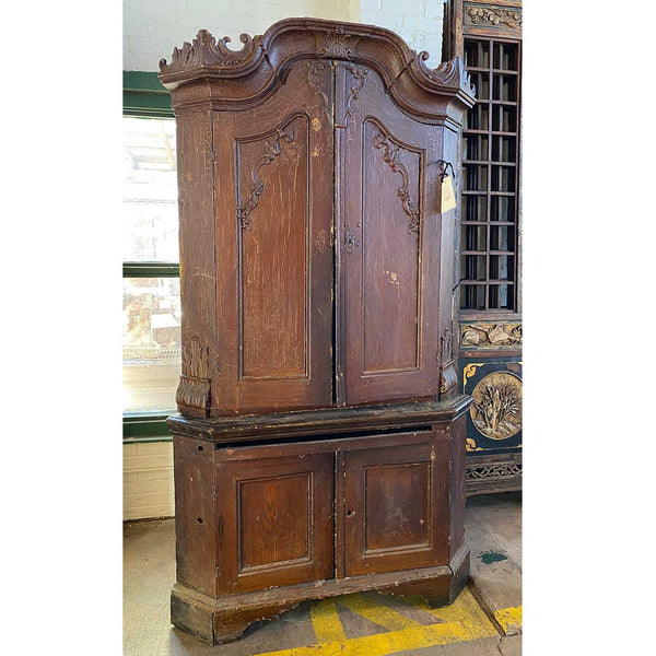 North German Rococo Painted Oak Corner Cabinet