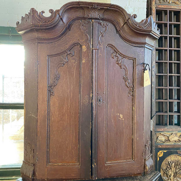 North German Rococo Painted Oak Corner Cabinet