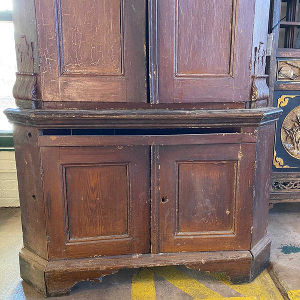 North German Rococo Painted Oak Corner Cabinet