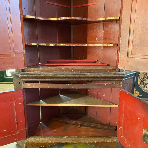 North German Rococo Painted Oak Corner Cabinet