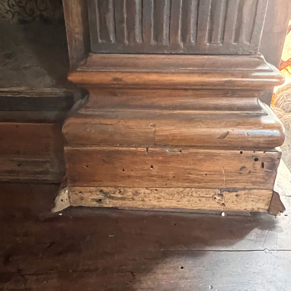 Pair of Large Italian Renaissance Revival Walnut Open Bookcase Cabinets