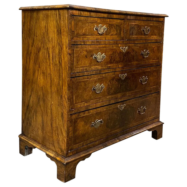 English George I Inlaid Burled Walnut Chest of Drawers