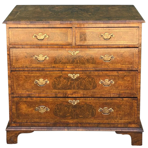 English George I Inlaid Burled Walnut Chest of Drawers