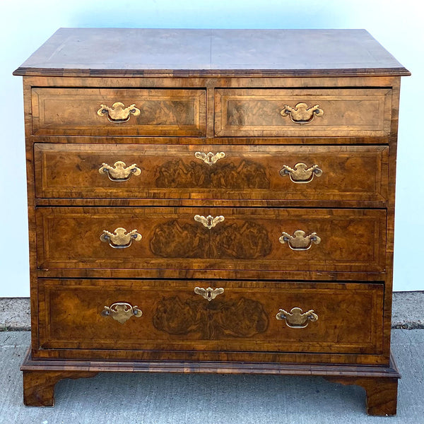 English George I Inlaid Burled Walnut Chest of Drawers