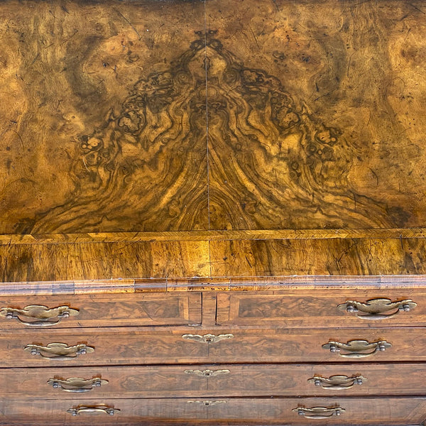 English George I Inlaid Burled Walnut Chest of Drawers