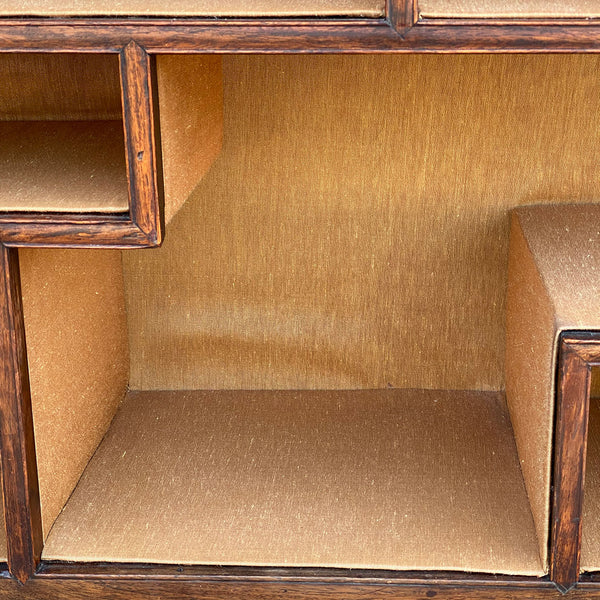 Chinese Qing Rosewood, Kiriwood Silk Lined Open Display Shelf