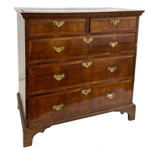 English George II Walnut Veneer Chest of Drawers